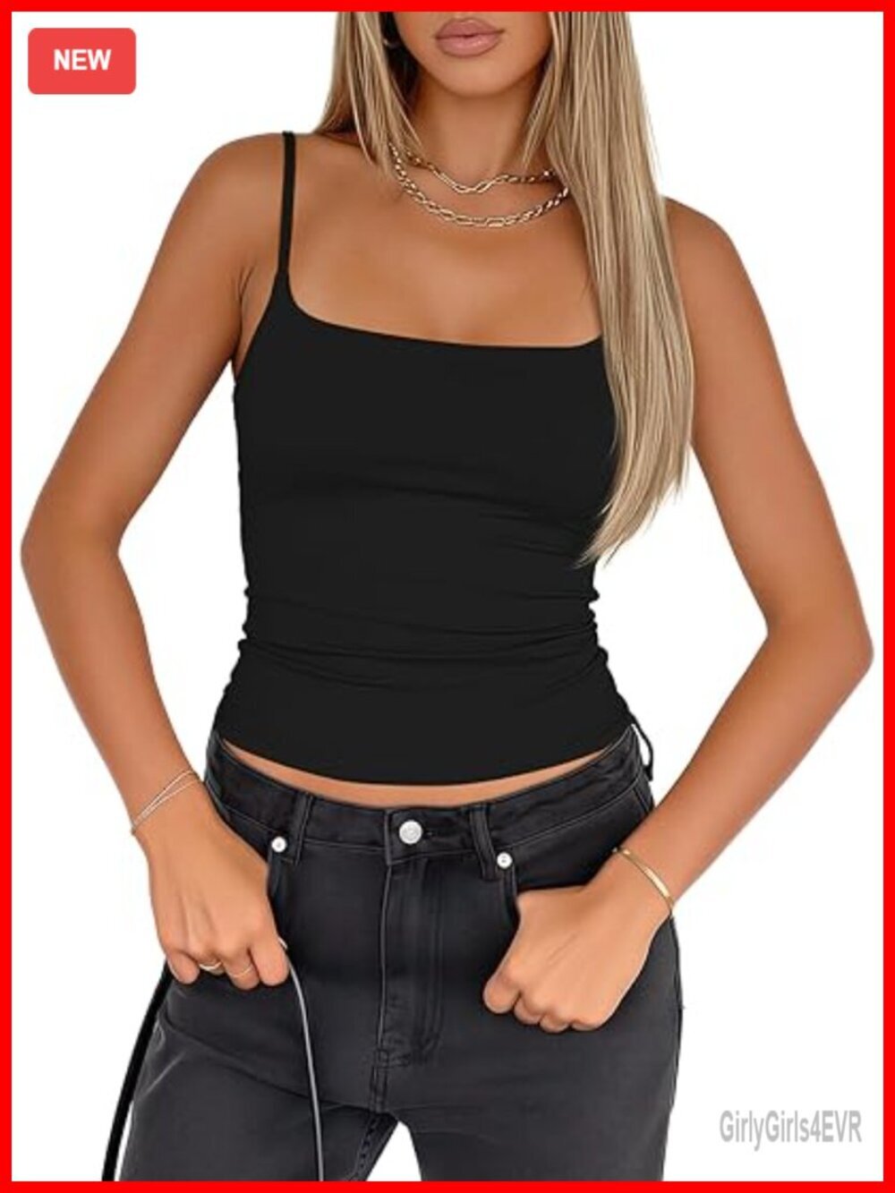 Women's Padded Tank Top with Built-In Bra Adjustable Straps Double Lined Cami